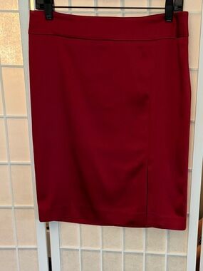 Cache Wine Red Pencil Skirt with Side Slit